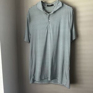 G/FORE Green and White Striped Polo Shirt